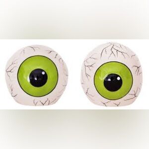 BLUE SKY CLAYWORKS NEW 2pc ceramics eyeball Halloween salt & pepper shakers